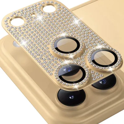 Obrázok produktu pre Ochranné sklo na fotoaparát pre Apple iPhone 17 Pro Max kovové so zlatou diamantovou optikou