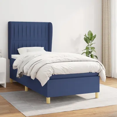 Produktbild von The Living Store Boxspringbett mit Matratze Blau 100x200 cm Stoff
