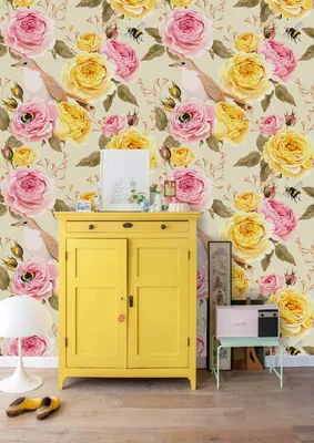 Produktbild von Coloray Fototapete 312x219 cm Latextapete Magicstick - Englische Rosesbirds.