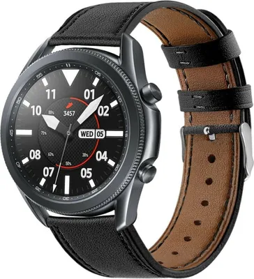 Produktbild von Strap-it® Samsung Galaxy Watch 3 - 45mm Lederarmband (Schlank Schwarz)