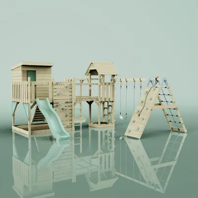 Produktbild von OutdoorToys Spielturm Lars aus Holz in Grün Kinderschaukel