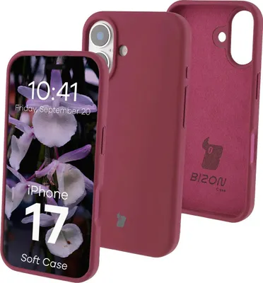 Produktbild von Silikon Handyhülle für iPhone 17, Bizon Soft Case, Pflaumenfarbe