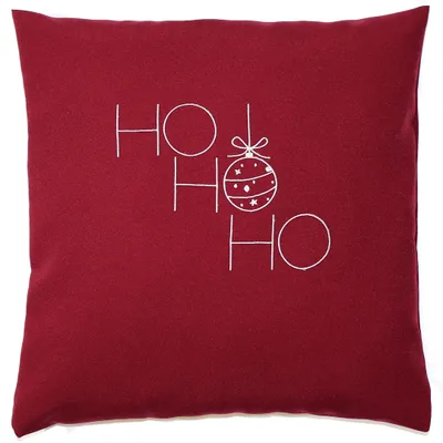 Produktbild von Kissenbezug Weihnachten bestickt minimalistisch Christmas- Ho Ho Ho - Bordeauxrot