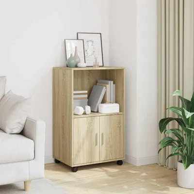 Obrázek produktu pro vidaXL Skříňka na kolečkách Sonoma dub 55x40x91 cm materiál na bázi dřeva