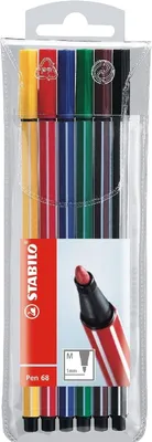 Zdjęcie produktu dla Wysokiej jakości flamaster - STABILO Pen 68 - 6-pak - z 6 różnymi kolorami