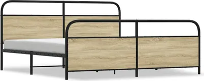 Produktbild von Metallbett ohne Matratze Sonoma-Eiche 200x200 cm