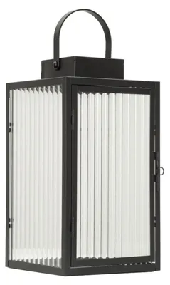 Produktbild von Laterne Simply aus schwarzem Metall und geriffeltem Hartglas
