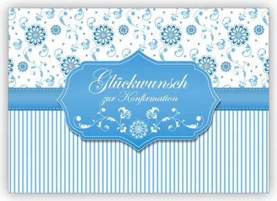 Produktbild von Edle Glückwunschkarte zur Konfirmation mit Blümchen und Streifen: Glückwunsch zur Konfirmation