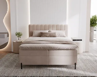 Produktbild von Kaiser Möbel Kontinentalbett Panama mit Bettkästen Stoff Komodo Dunkelbeige 160x200 cm