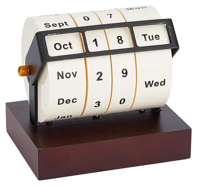Immagine prodotto di Calendario perpetuo rotante in legno - Decorazione creativa per l'ufficio