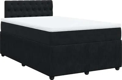 Produktbild von vidaXL Boxspringbett mit Matratze Schwarz 120x190 cm Samt