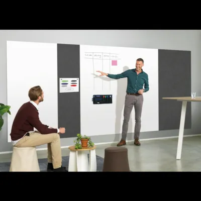 Produktbild von Magnetoplan Wandtafel Infinity Wall X Acoustics - 49x198cm - Anthrazit - rahmenlos - magnetisch - Filzoberfläche 60 % recycelte PET-Flaschen