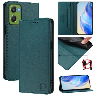 Produktbild von Lederhülle für Motorola Moto G06 Hülle Flip Brieftasche Kartenfächern Ständer Schutzhülle Dunkelgrün