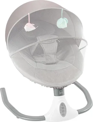 Immagine prodotto di Altalena per bambini - Dondolo elettrico per neonati - Bluetooth e USB - Telecomando con timer - 4 angoli di inclinazione - Cintura di sicurezza a 3 punti, fino a 20 kg - Grigio