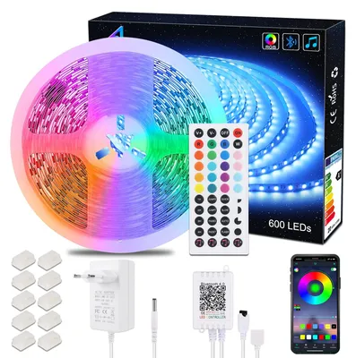 LED-Streifen 10 m, RGB, 5050 SMD, 600 LEDs, 24 V, mit Fernbedienung