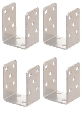 Produktbild von Aqbau 4er Set U-Pfostenträger zum Aufschrauben 70 mm – Pfostenanker aus verzinktem Stahl 4 mm, Bodenanker für Holzpfosten, für Zaun, Pergola, Terrasse