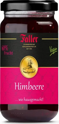 Produktbild von Faller Himbeer-Konfitüre extra: Hausgemacht, 60% Frucht, 330g