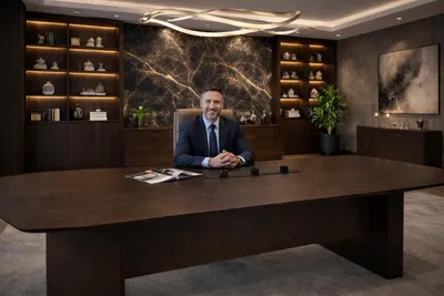 Produktbild von Executive Schreibtisch Dunkel Holz Modern Hochwertig stilvoll