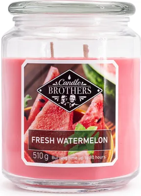 Produktbild von Fresh Watermelon Duftkerze Candle Brothers, Kerze im Glas, 2 Dochte, 510g, 100h Brenndauer, Raumduftkerze