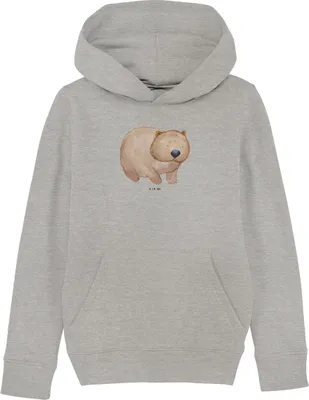 Produktbild von Mr. & Mrs. Panda Kinderpullover Wombat 7-8 Jahre (122/128) - Heather Grey - Geschenk, Pullover, Australien, Lustige Sprüche, Das Leben Ist schön, Kapuzensweatshirt