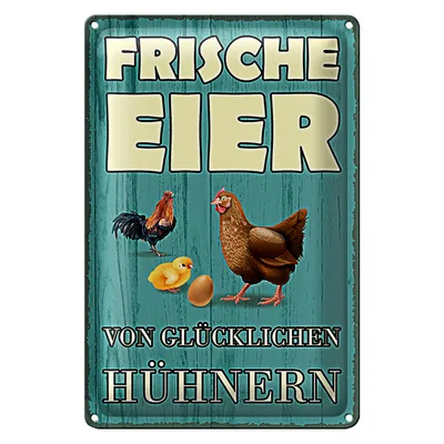 Produktbild von Blechschild Spruch 20x30cm frische Eier glückliche Hühner