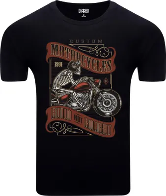 Zdjęcie produktu dla Koszulka męska Diarbo z nadrukiem motocyklisty z czaszką czarna rozmiar XXXL