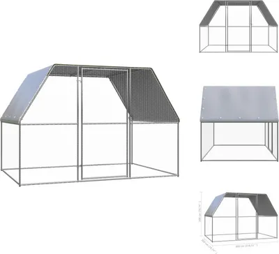 Image de vidaXL Cage à poules d'extérieur 3x2x2 m Acier galvanisé - Habitats & Enclos pour petits animaux