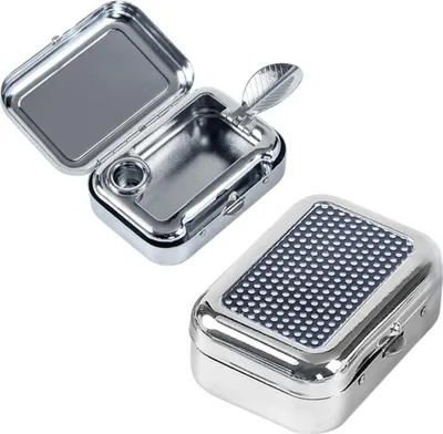 Zdjęcie produktu dla INF Mini Przenośna Popielniczka - Kieszonkowa, Stop Aluminium, Sprężynowa Pokrywa Czarny
