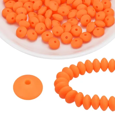 Silikonperlen 12 mm, 100 Stück, Orange, für DIY Basteln