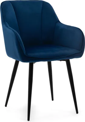 Produktbild von NEW HOME Glamour Stuhl LAGO gespolsterter Esszimmerstuhl Wohnzimmerstuhl mit Steppung - dunkelblau - moderne Samt Velours Möbel