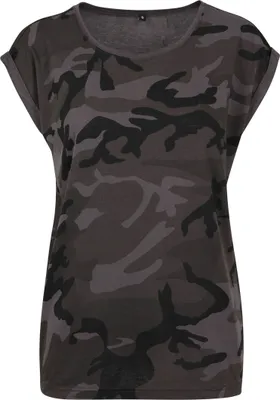 Produktbild von Build Your Brand LadiesŽ Camo Extended Shoulder Camo Tee