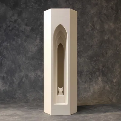 3D-gedruckte Katzenurne in Turmform – Decords, Produktansicht 1