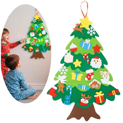 Productafbeelding van Decoratieve Kerstboom | Kerstdecoratie | Vilt | 93 Cm | Veelkleurig