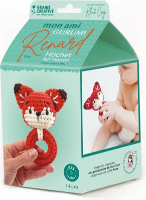 Produktbild von Graine Creative Häkelset Amigurumi Rasselfuchs DIY Baby Geschenk