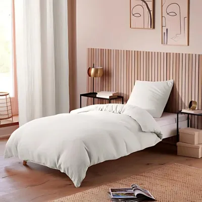 Image de Parure de lit - PROMO LINGE - Alia - Gaze de coton - 200 x 140 cm - Blanc