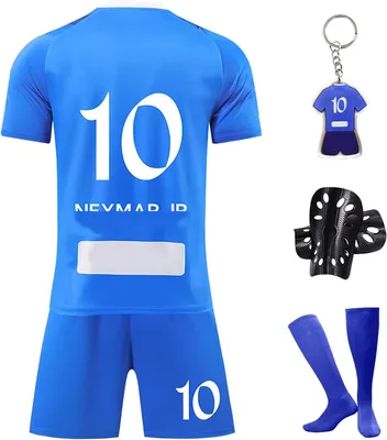 Produktbild von Kinder Fußballtrikot mit Nummer 10 Komplettset Blau 150-155 cm