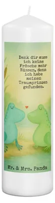 Produktbild von Mr. & Mrs. Panda Kerze Frosch Liebe Design 29 x 8 cm XL - Weiß - Geschenk, Partner, Freundin, Erinnerungslicht, Bedruckte, Hochzeitstag, Erinnerungskerze, Stumpenkerze