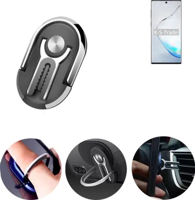 Produktbild von K-S-Trade 3in1 Smartphone-Ring Handy-Ring kompatibel mit Samsung Galaxy Note10 5G Exynos Fingerhalterung  Handyring Tischständer