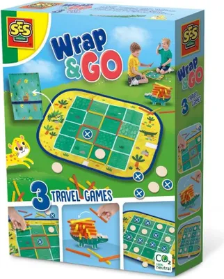 Obrázek produktu pro Cestovní hry SES Wrap&Go - Čtyři v řadě - krabička na sýr - balicí krokodýl 02235