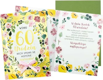 Obrázok produktu pre Kukartka - B6 Prianie k 60. narodeninám - Kvety, elegantné prianie
