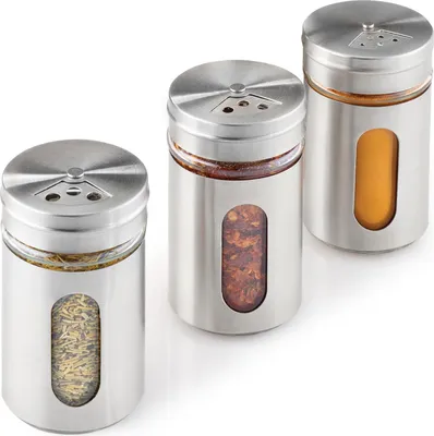Immagine prodotto di METALTEX shaker per spezie in vetro/acciaio inox 100ml Ø5x8cm set da 3