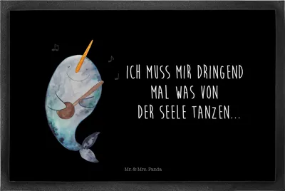 Produktbild von Mr. & Mrs. Panda Fussmatte Narwal Gitarre 40 x 60 cm - Schwarz - Geschenk, fußmatte, Tanzen, Schmutzmatte, Gespräche, Fußabtreter, Schmutzfangmatte, Wal, Bodenvorleger