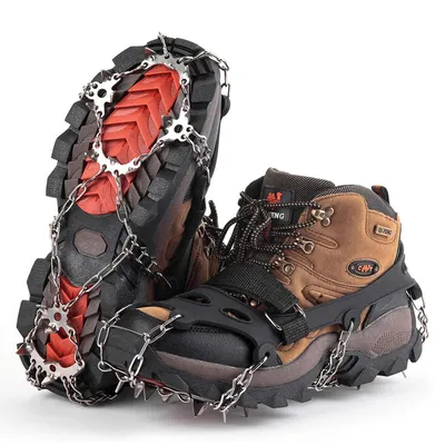Produktbild von Steigeisen für Bergschuhe mit 19 Edelstahl Spikes - Anti-Rutsch