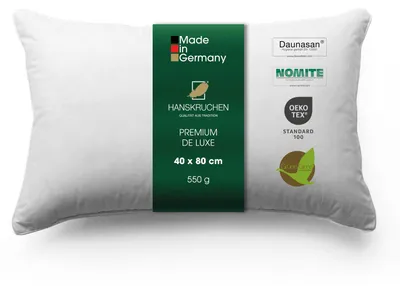 Produktbild von HANSKRUCHEN Kopfkissen 40x80 cm Daunen 90% Allergiker freundlich 3 Kammern Daunenkissen waschbar PREMIUM DE LUXE -  Germany
