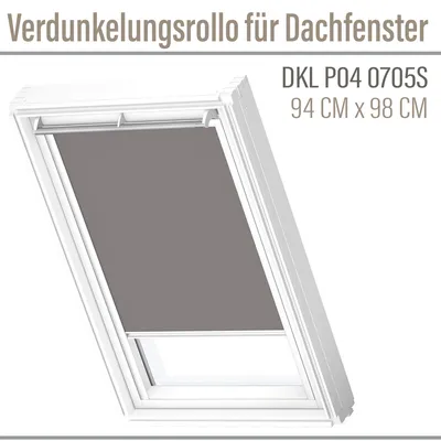 Produktbild von VELUX DKL P04 0705S Verdunkelungsrollo 94x98 (DKL) Silberne Seitenschienen Grau