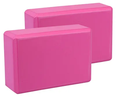 Image de Exerz : Lot de 2 blocs de yoga en mousse EVA, pour fitness, Pilates et étirements, couleur rose