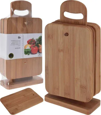 Produktbild von Excellent Houseware 7-tlg. Schneidebrett-Set mit Ständer Bambus