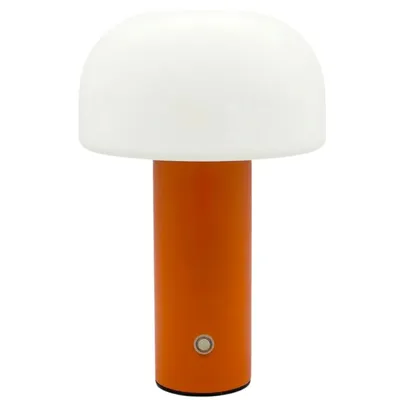 Produktbild von Warmpi LED Akku Tischlampe Pilz, kabellos & dimmbar, für Innen & Außen (IP54), 3 Lichtfarben, USB-C, Orange