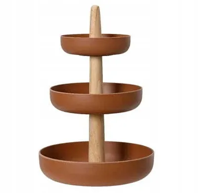 Produktbild von Bambus 3-stöckige braune Snack-Platte 50 cm