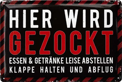 Produktbild von Retro Blechschild, Gaming Schild, HIER WIRD GEZOCKT Türschild bitte nicht stören, Gamer Geschenk - Gaming Zone - lustige Deko Jugendzimmer